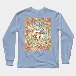 Red Fox Autumn Botanical Long Sleeve T-Shirt